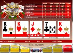 MANSION Casino Video Poker offers you the choice of playing almost any game combination as a multiplay game - up to 100 hand!