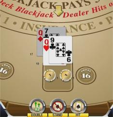 MANSION Casino BlackJack tables are a sleek beige or slate grey...