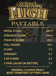 Paytable Holdem High Table Poker